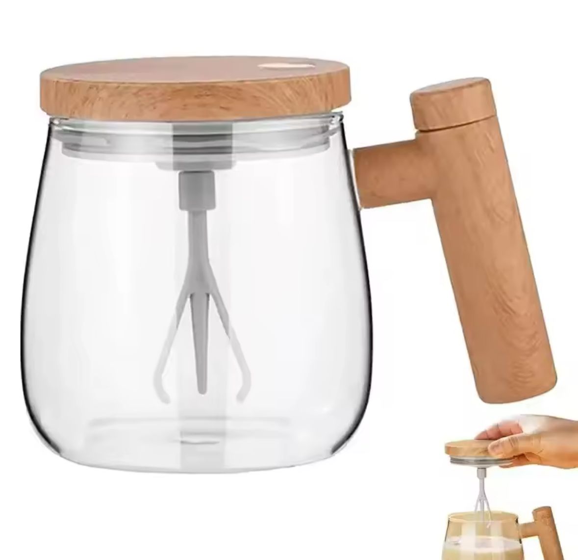 Taza Mezcladora Vidrio 400ml Recargable